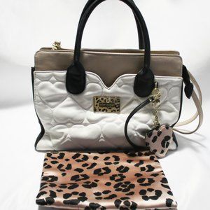 Betsey Johnson white  & Black Leather Shoulder Bag